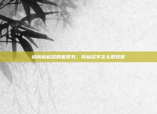 给商标起名的套路书，商标名字怎么取好听