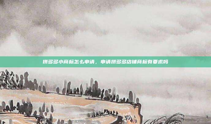 拼多多小商标怎么申请,申请拼多多店铺商标有要求吗