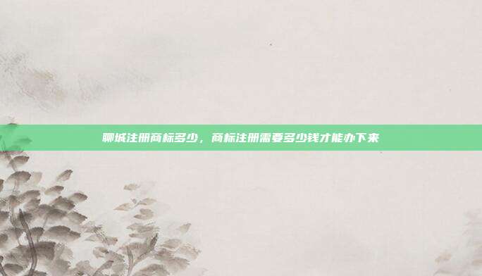 聊城注册商标多少,商标注册需要多少钱才能办下来