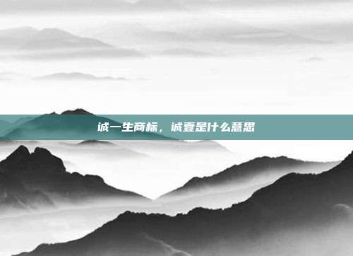 诚一生商标,诚壹是什么意思