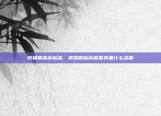 剪辑供应商标准，视频供应商需要具备什么资质