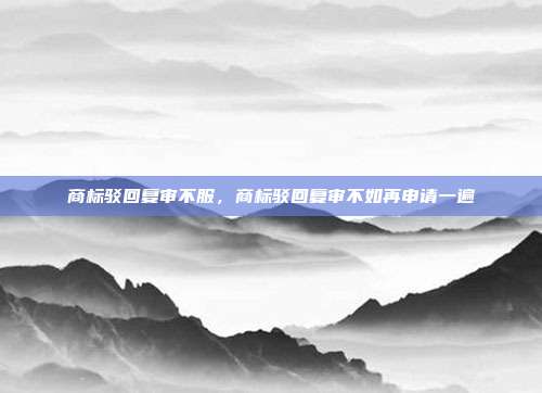 商标驳回复审不服，商标驳回复审不如再申请一遍