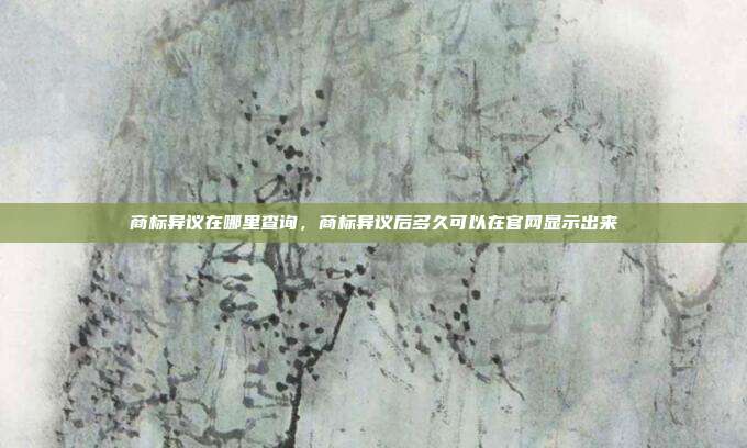 商标异议在哪里查询,商标异议后多久可以在官网显示出来