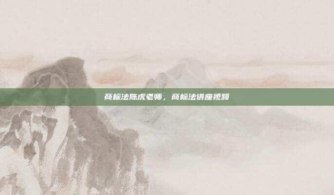 商标法陈虎老师，商标法讲座视频