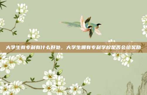 大学生有专利有什么好处，大学生拥有专利学校是否会给奖励