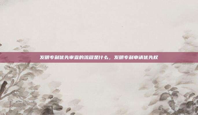 发明专利优先审查的流程是什么，发明专利申请优先权