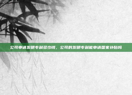 公司申请发明专利多少钱，公司的发明专利能申请国家补贴吗
