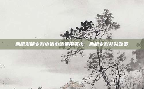 合肥发明专利申请申请费用多少，合肥专利补贴政策