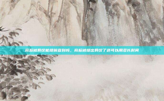 商标被异议能提前查到吗,商标被提出异议了还可以用多长时间