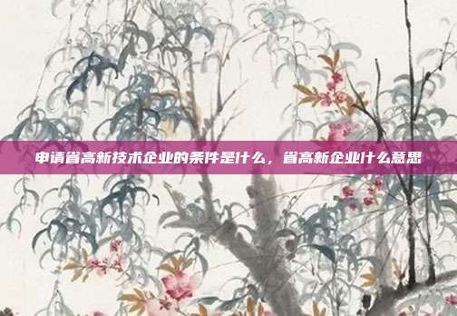 申请省高新技术企业的条件是什么，省高新企业什么意思