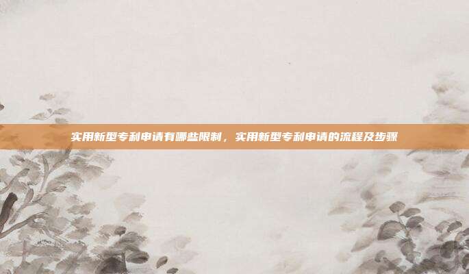 实用新型专利申请有哪些限制，实用新型专利申请的流程及步骤