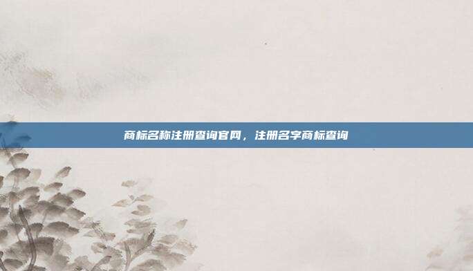 商标名称注册查询官网,注册名字商标查询