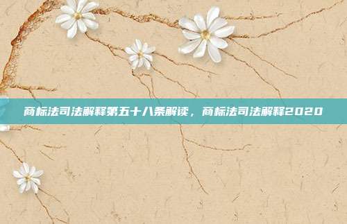 商标法司法解释第五十八条解读，商标法司法解释2020