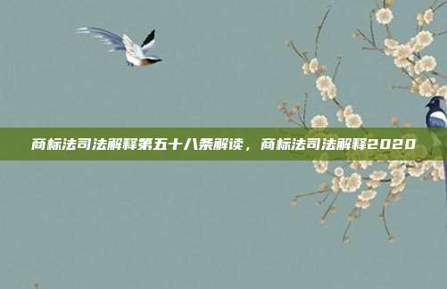 商标法司法解释第五十八条解读,商标法司法解释2020