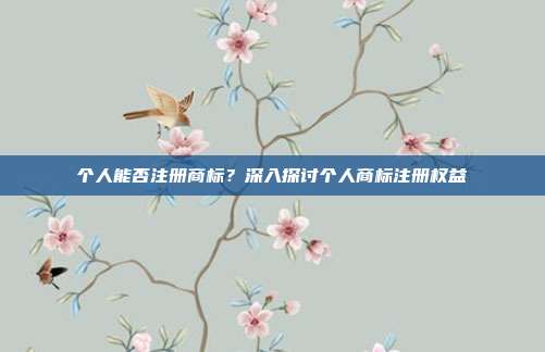 个人能否注册商标？深入探讨个人商标注册权益