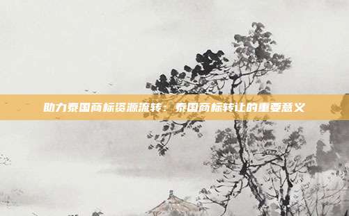 助力泰国商标资源流转:泰国商标转让的重要意义