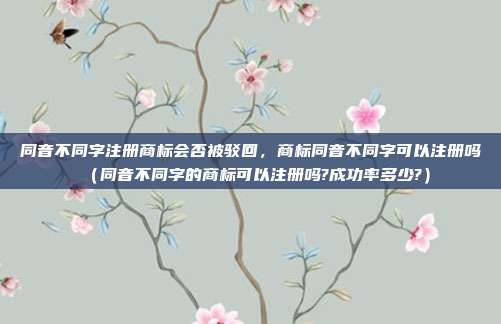 同音不同字注册商标会否被驳回,商标同音不同字可以注册吗(同音不同字的商标可以注册吗?成功率多少?)